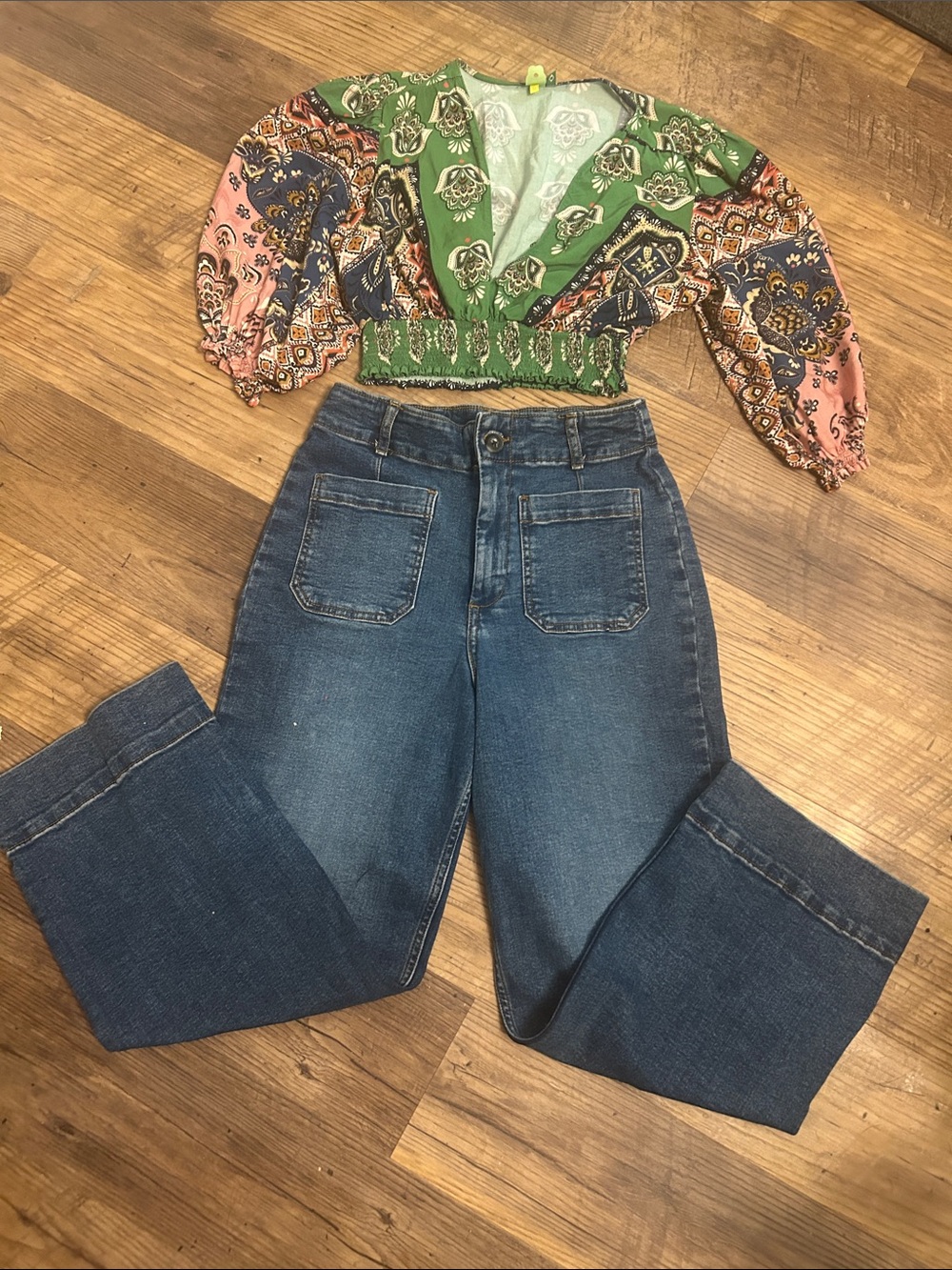 Bagatelle Y2K Wide Leg Jeans Women’s Size 27 Blue Denim High Waisted Boho